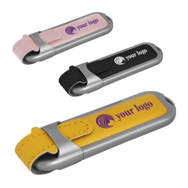 Logo trade advertising products image of: Leather USB stick