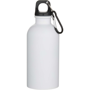 Logotrade promotional giveaway image of: Oregon 400 ml matte RCS recycled single wall stainless steel water bottle with carabiner