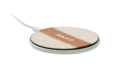 Logo trade corporate gifts image of: Cork wireless charger 15W