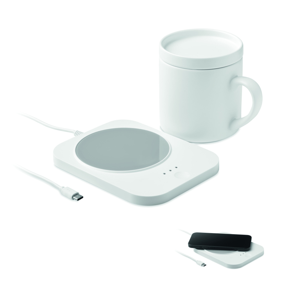 Logotrade advertising product image of: Wireless charger mug warmer set