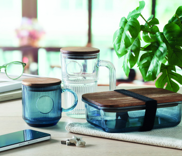 Logo trade promotional gifts picture of: Ribbed glass mug 300ml