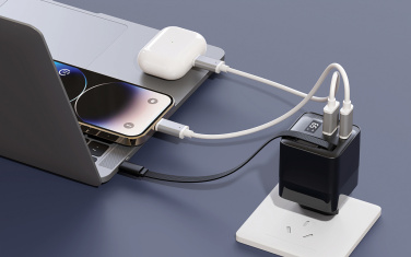 Logo trade promotional giveaway photo of: Urban Vitamin Mendocino 65W GaN charger retractable cable