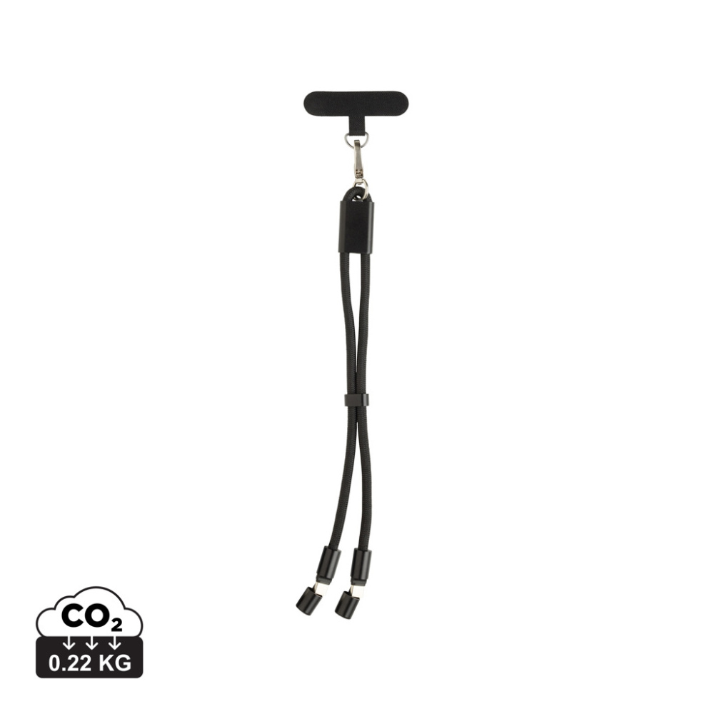 Logo trade promotional giveaways image of: LoopAmp RCS RPET adjustable phone wrist strap 60W cable