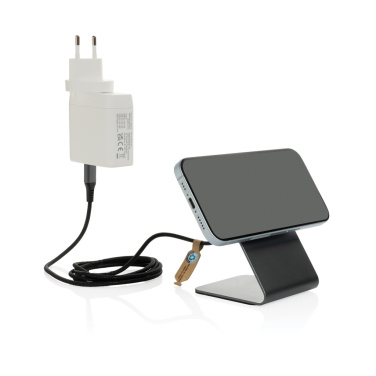 Logo trade corporate gift photo of: Terra aluminium 15W magnetic wireless charging phone stand
