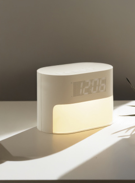 Logotrade promotional item picture of: LumaRise RCS reycled plastic white noise alarm clock