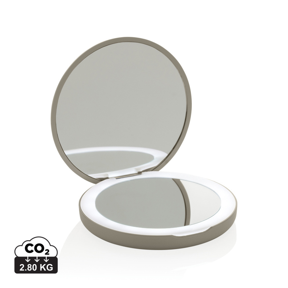 Logotrade promotional item picture of: Lumora RCS recycled plastic LED re-chargeable make-up mirror