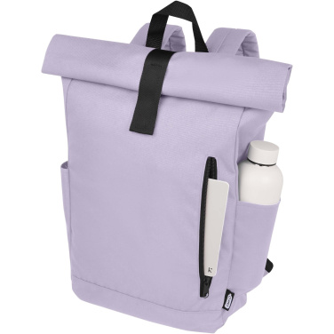 Logo trade promotional giveaway photo of: Byron 15.6" GRS RPET roll-top backpack 18L