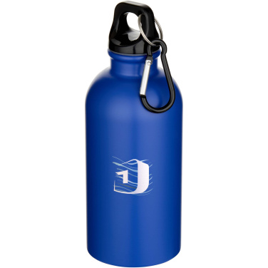 Logotrade promotional merchandise picture of: Oregon 400 ml matte RCS recycled single wall stainless steel water bottle with carabiner