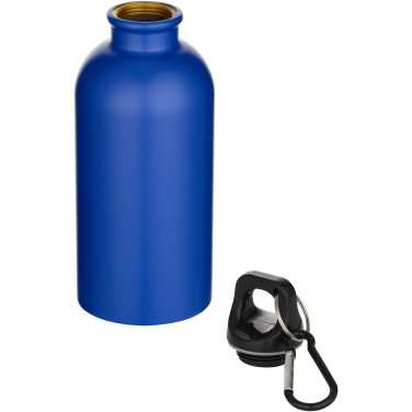 Logo trade promotional products image of: Oregon 400 ml matte RCS recycled single wall stainless steel water bottle with carabiner