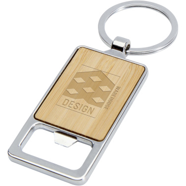 Logo trade promotional gift photo of: Snapper bamboo keychain with bottle opener