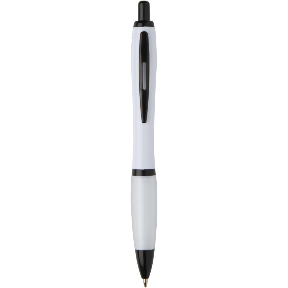 Logotrade corporate gift image of: Nash recycled plastic ballpoint pen with black trims (black ink)