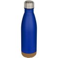Cove 500 ml double wall vacuum insulated stainless steel water bottle with cork details, Royal blue