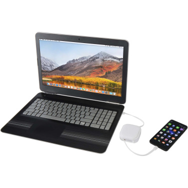 Logotrade corporate gift image of: Gloas 5-in-1 recycled retractable data sync and 100W fast charge cable with smartphone tool kit