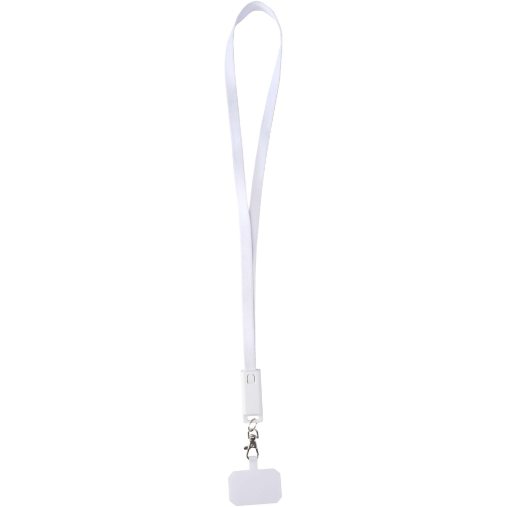Logo trade corporate gifts image of: Franz recycled plastic smartphone lanyard with built-in data sync and 65W fast charge 5-in-1 cable