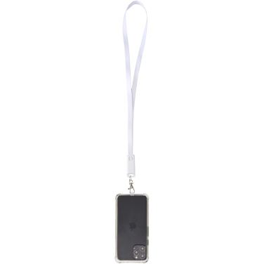 Logo trade promotional gift photo of: Franz recycled plastic smartphone lanyard with built-in data sync and 65W fast charge 5-in-1 cable