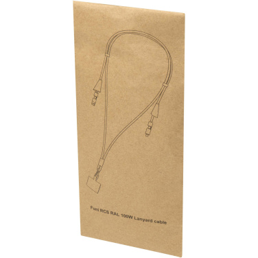 Logo trade advertising product photo of: Funi recycled plastic smartphone lanyard with built-in data sync and 100W fast charge 5-in-1 cable