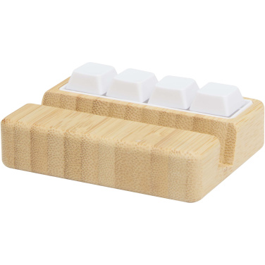 Logotrade advertising product image of: Algol recycled plastic phone stand and fidget toy with bamboo details