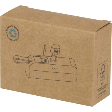 Logotrade corporate gifts photo of: Alnair 5000 mAh 10W recycled plastic Type-C power bank with built-in flip stand and 2-in-1 cable