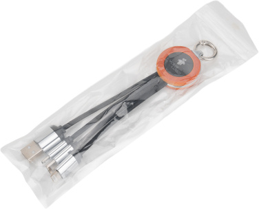 Logo trade promotional products picture of: 4-in-1 cable with elighted logo in a wooden casing