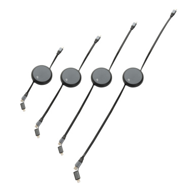 Logotrade promotional product picture of: Terra RCS recycled aluminium retractable 240W 2-in-1 cable