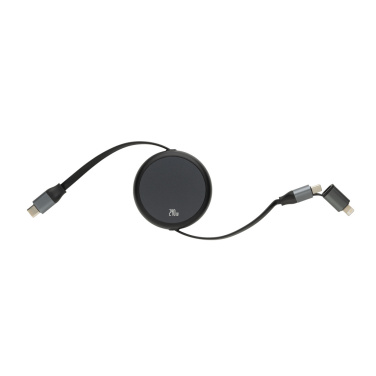 Logo trade promotional gift photo of: Terra RCS recycled aluminium retractable 240W 2-in-1 cable