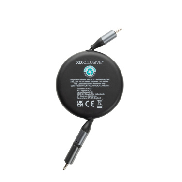 Logo trade promotional giveaways image of: Terra RCS recycled aluminium retractable 240W 2-in-1 cable
