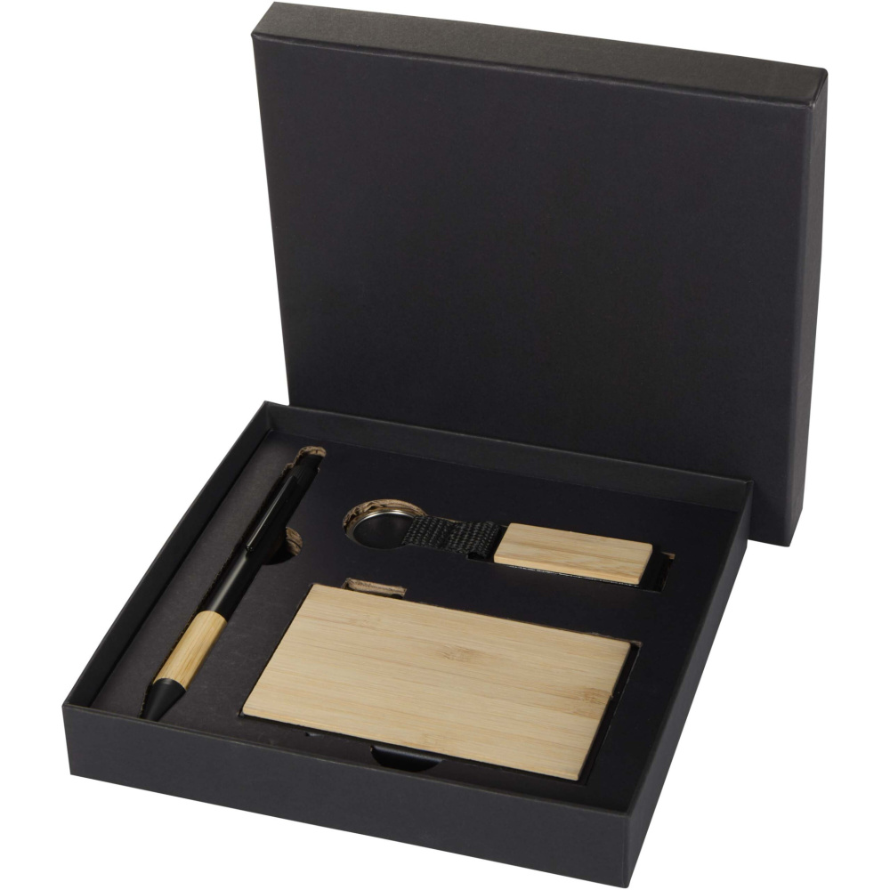 Logotrade corporate gift picture of: Minka RCS recycled aluminium ballpoint pen, keychain and RFID card holder gift set