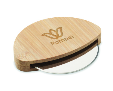 Logotrade promotional merchandise picture of: Round bamboo pizza cutter