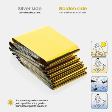 Logo trade advertising products image of: Solra emergency blanket in RCS recycled RPET pouch