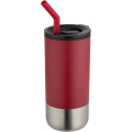 Grayson 480 ml RCS recycled insulated tumbler with straw, Red