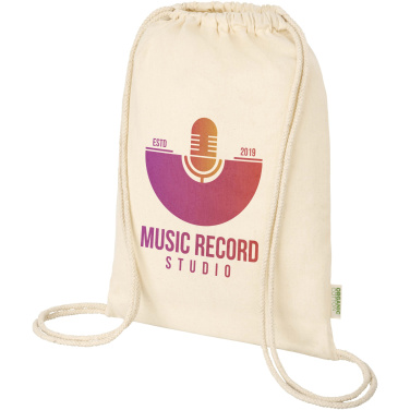 Logo trade promotional merchandise image of: Odisha 100 g/m² OCS organic drawstring bag 5L
