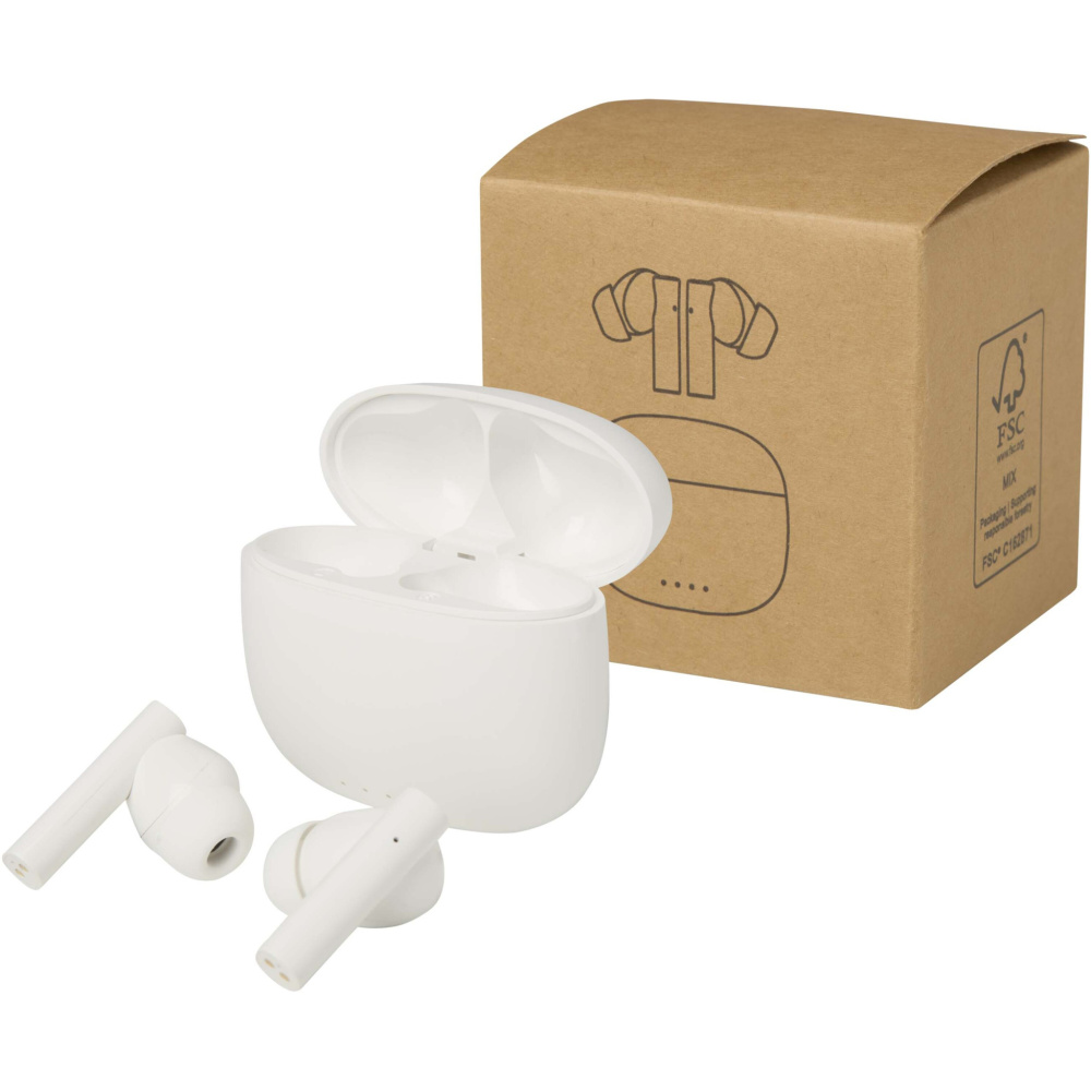 Logotrade promotional gift image of: Alterf recycled plastic True Wireless Bluetooth® headset with silicone eartips