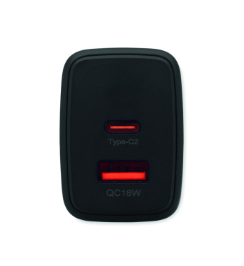 Logo trade business gifts image of: EU 2-pole wall adapter/charger