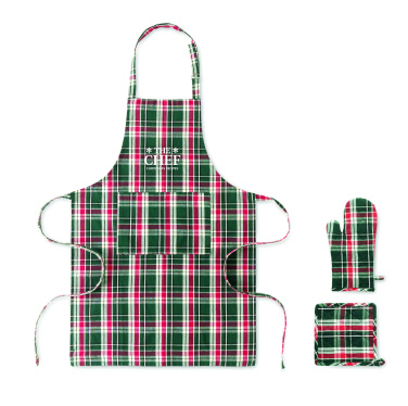Logo trade promotional giveaway photo of: Chequered cotton kitchen set