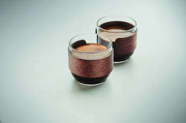 Logo trade business gift photo of: Coffee glass set walnut grip