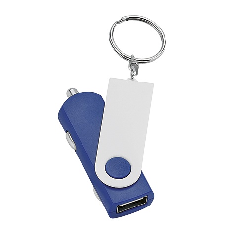 Logotrade ärikingid pilt: Võtmehoidjaga USB vooluadapter autosse, sinine