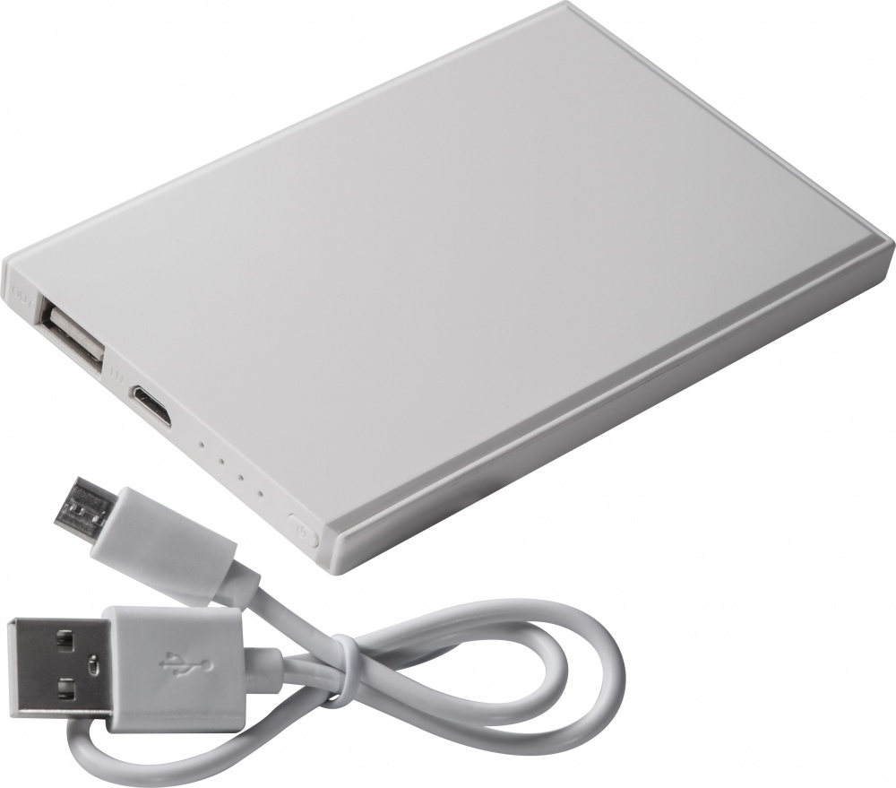 Logo trade ärikingitused foto: Powerbank 2200 mAh with USB port in a box, valge