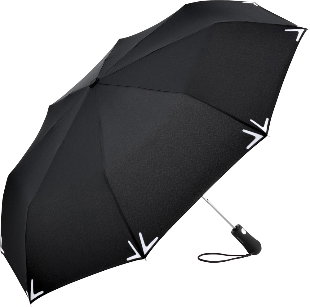 Logo trade reklaamkingi pilt: Helkuräärisega AC Safebrella® LED minivihmavari 5571, must