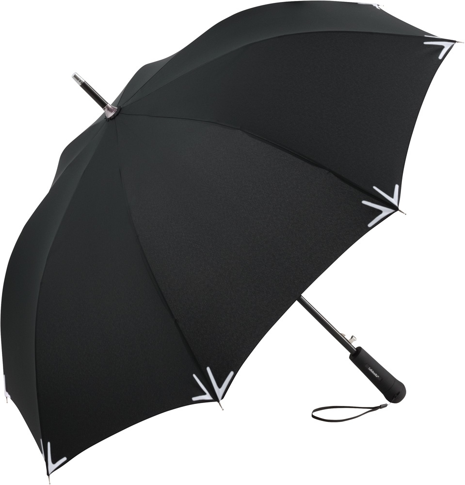 Logotrade reklaamkingitused pilt: Helkurribaga vihmavari AC regular Safebrella® LED, 7571, must