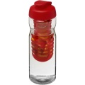 H2O Active® Base 650 ml keeratava kaanega spordipudel ja infusioon, Läbipaistev / punane