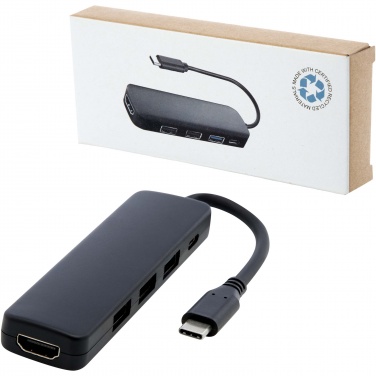 Logo trade ärikingituse pilt: Loop RCS taaskasutatud plastist multimeediumiadapter USB 2.0-3.0 HDMI-pordiga