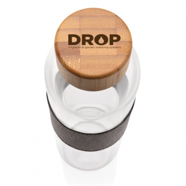 Logo trade firmakingi pilt: Impact borosilikaatklaasist pudel bambusest kaanega