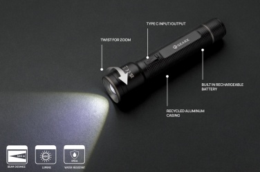Logo trade firmakingituse pilt: Gear X RCS taaskasutatud alumiiniumist USB-taaslaetav suur taskulamp
