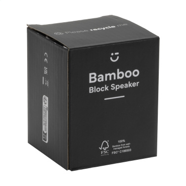 Logotrade reklaamkingi foto: Bamboo Block kõlar koos juhtmevaba laadijaga