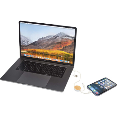 Logo trade ärikingituse pilt: Chechia viis-ühes taaskasutatud plastist kiirlaadimiskaabel bambusdetailidega