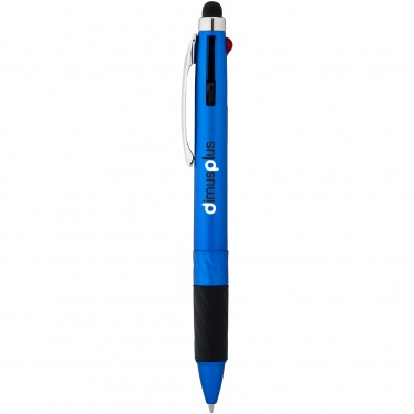 Logotrade liikelahja tuotekuva: Burnie stylus -kuulakärkikynä, monta mustesäiliötä, sininen