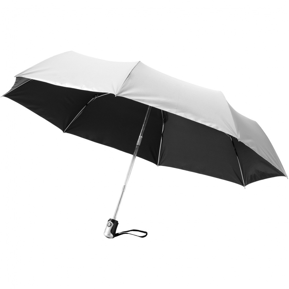 Logo trade mainoslahjat tuotekuva: 21.5" Alex 3-osainen automaattinen sateenvarjo, hopea