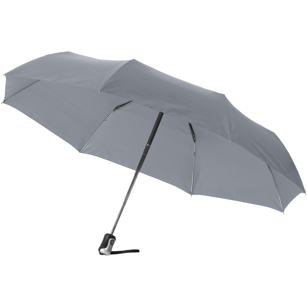 Logotrade liikelahjat mainoslahjat tuotekuva: 21.5" Alex 3-osainen automaattinen sateenvarjo, harmaa