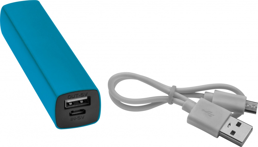 Logo trade mainostuote kuva: Powerbank 2200 mAh with USB port in a box, sinine