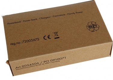Logo trade mainoslahjat ja liikelahjat kuva: Powerbank 4000 mAh with USB port in a box, valge